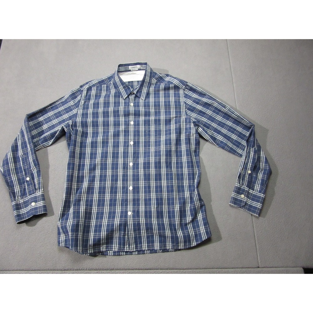 J.Lindeberg Shirt Men Large Blue White Tartan Plaid Casual Button Up Regular Fit